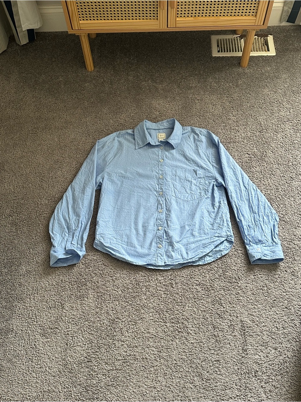 Anthropologie Maeve Light Blue sparkle Button-Up Shirt